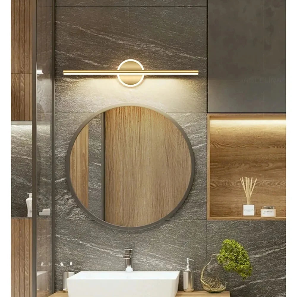 Moktan Sabai LED Mirror Front Wall Light – 40/60cm Gold Black Indoor Lamp for Bathroom & Bedroom Cool white
