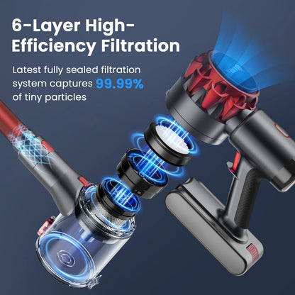 Cordless Hardwood Floor Vacuum Cleaner Lightweight Multi Surface with Smart Control