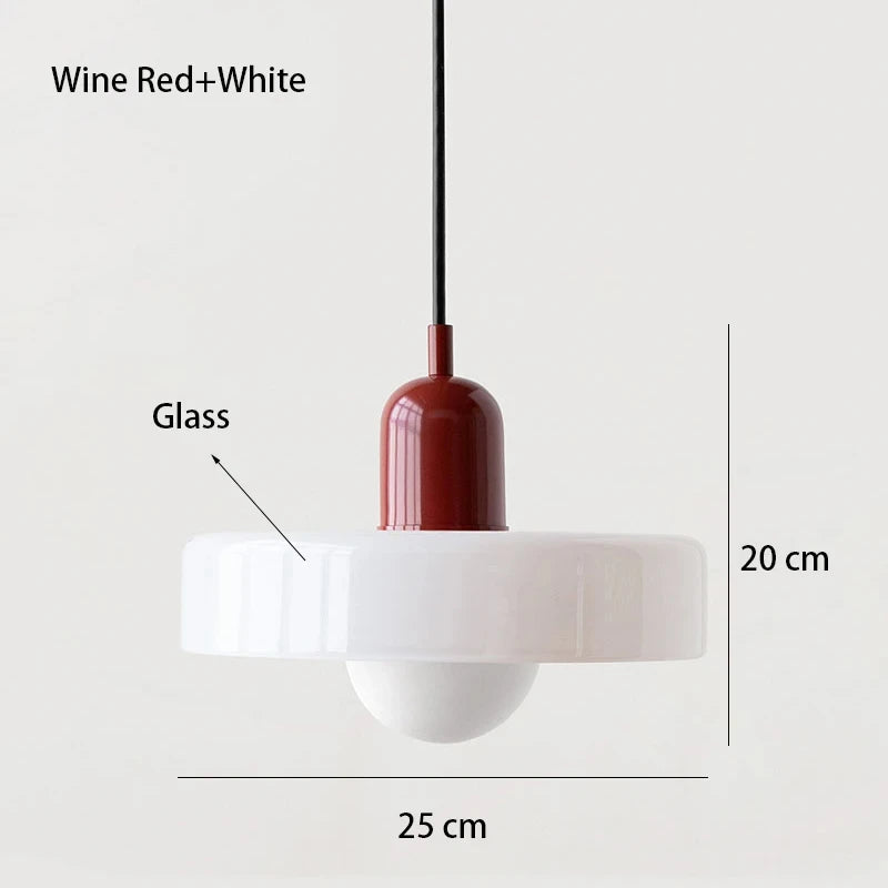 Moktan Sabai Nordic Bauhaus Glass Chandelier – Retro Dining Room Pendant Light for Living Room White 1 110V