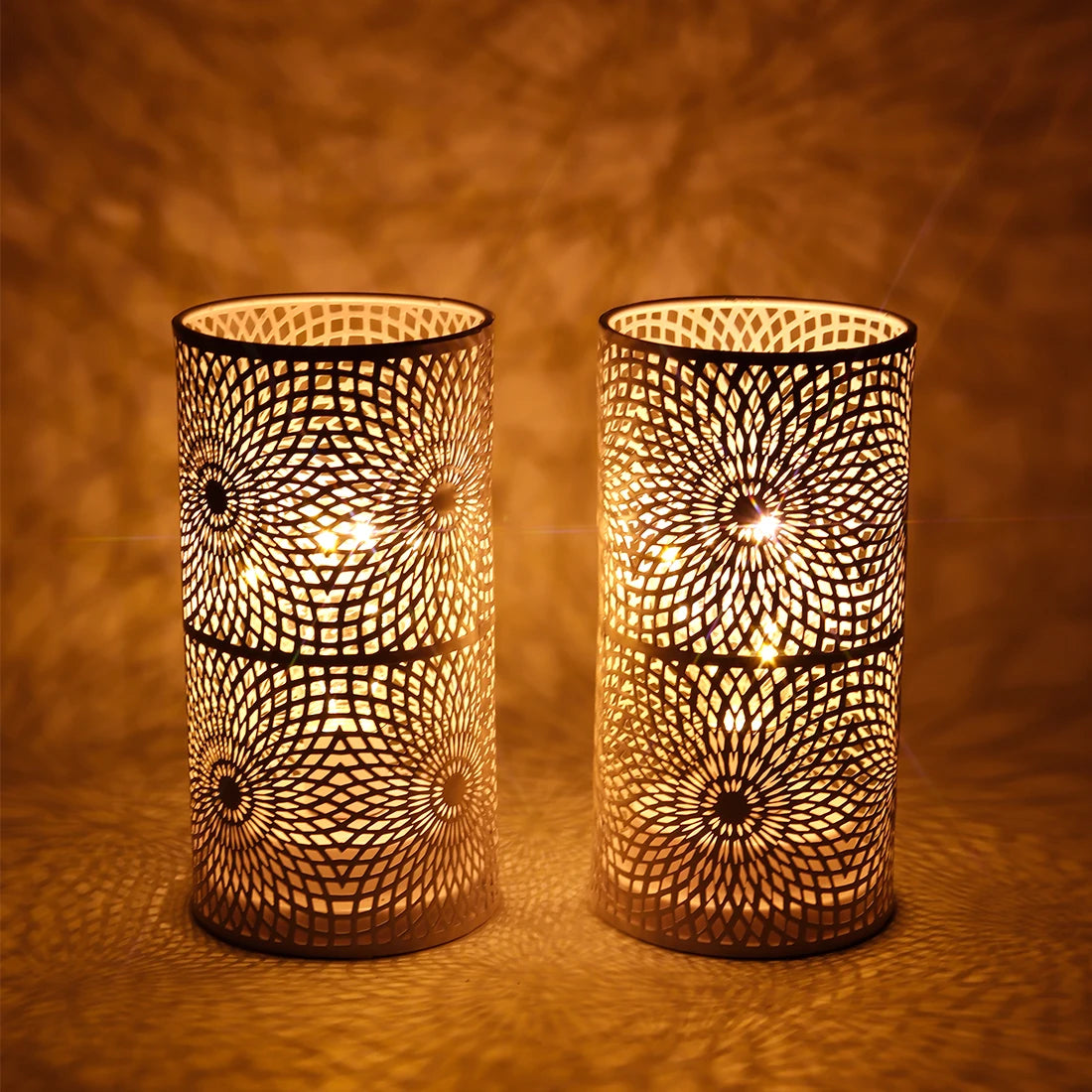 Moktan Sabai 2Pcs Battery LED Table Lamps – Modern Cylinder Cordless Lights for Home & Wedding
