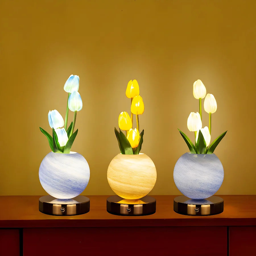 Moktan Sabai Tuliora | LED Tulip Night Light with Planet Bouquet Bedroom Ambient Decor