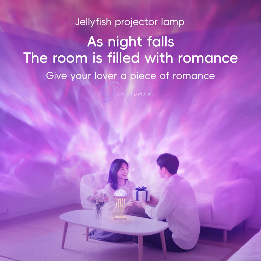 Jellyfish LED Projection Night Light Table Lamp Remote Ocean Ambient Bedroom