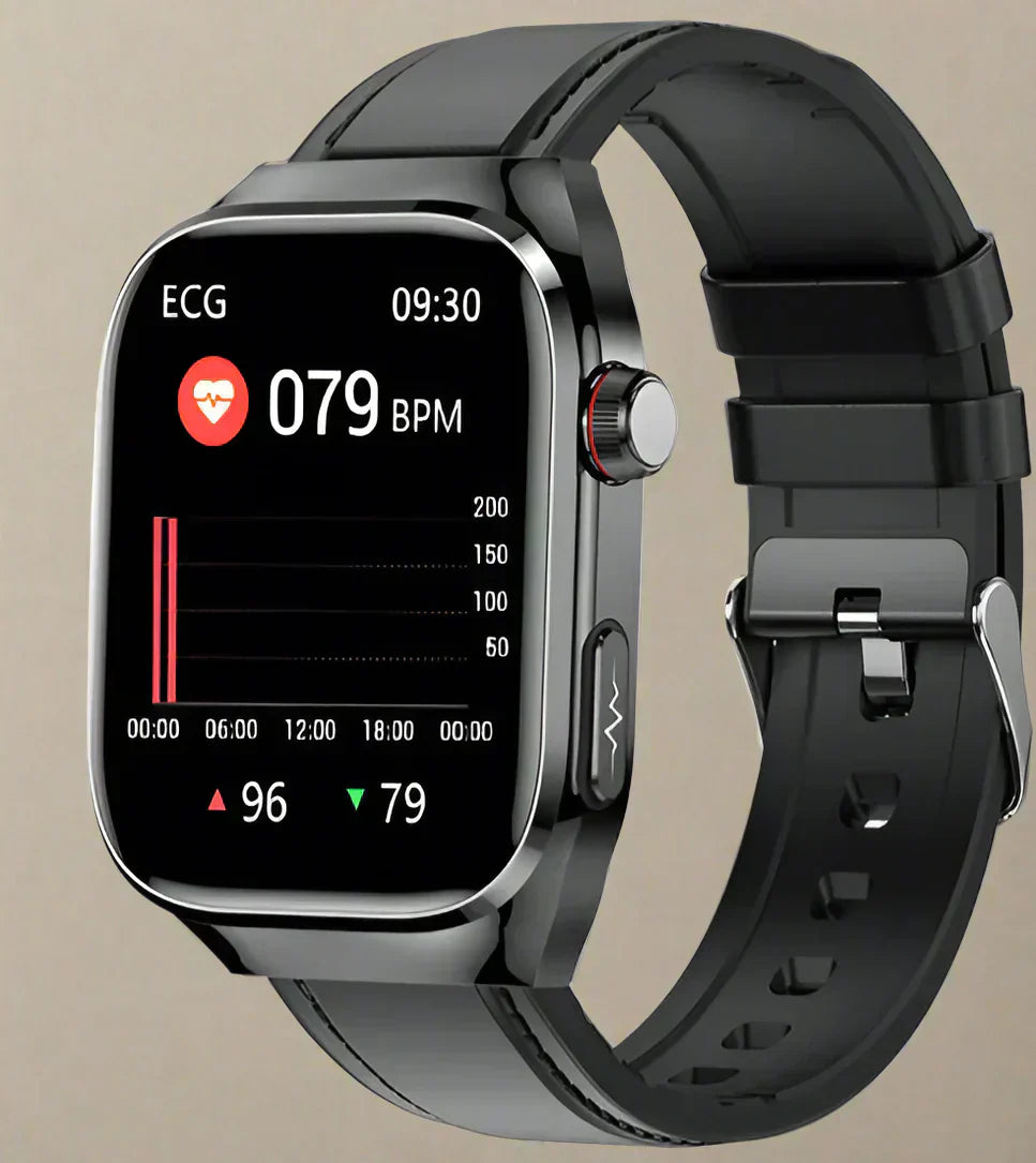 Moktan Sabai NexaPulse Smartwatch with Health Monitoring, ECG, Bluetooth Calling Black Leather