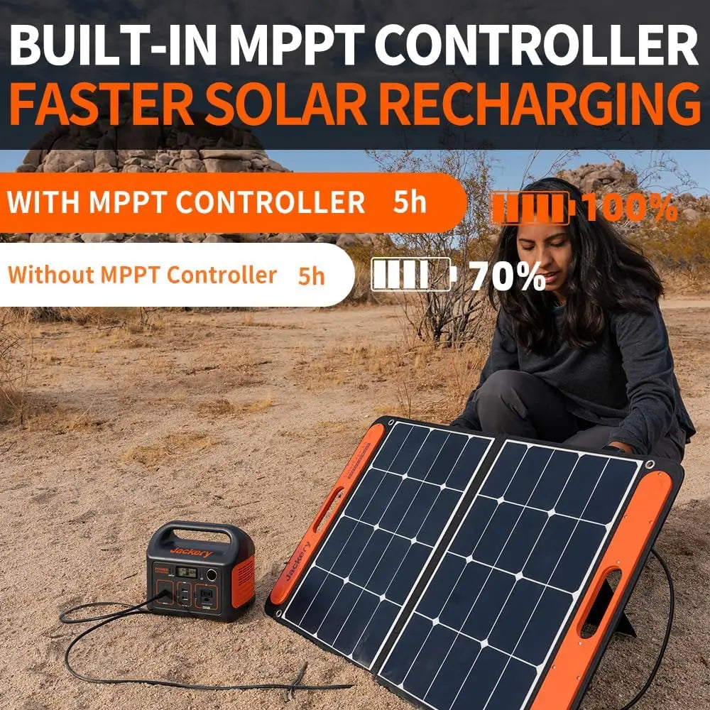 Portable Solar Generator 290Wh Power Station Backup Battery with AC Outlet