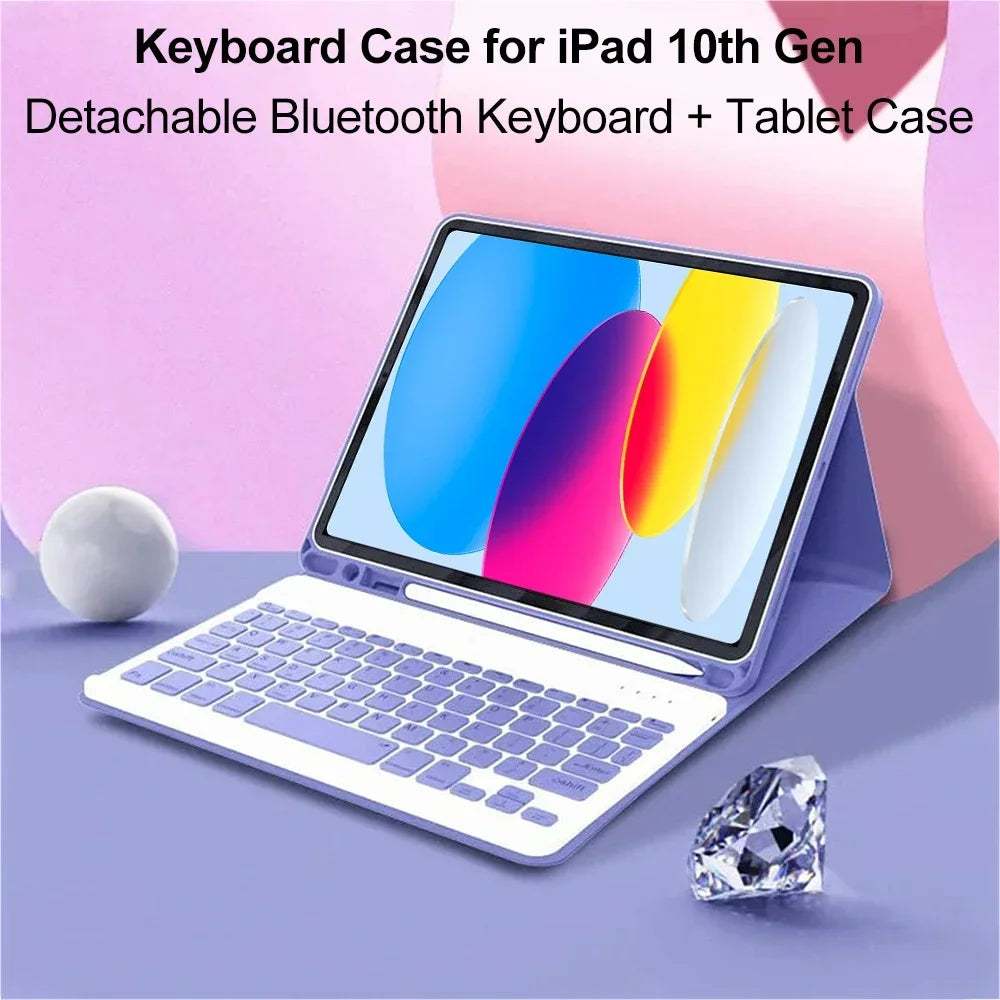 Moktan Sabai iPad 10th Gen 10.9 Keyboard Case Detachable Bluetooth Keyboard Tablet Cover