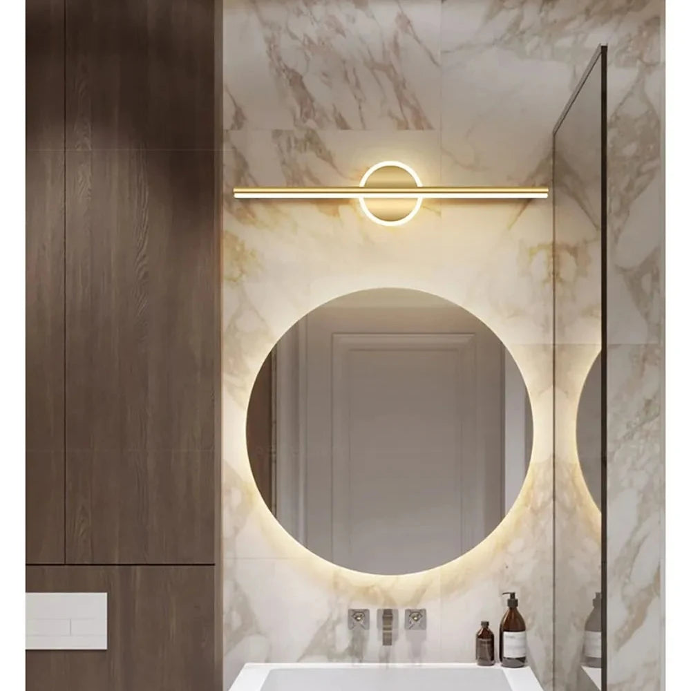 Moktan Sabai LED Mirror Front Wall Light – 40/60cm Gold Black Indoor Lamp for Bathroom & Bedroom