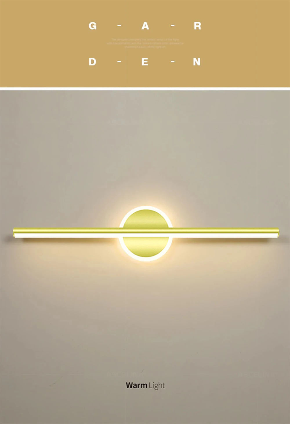 Moktan Sabai LED Mirror Front Wall Light – 40/60cm Gold Black Indoor Lamp for Bathroom & Bedroom