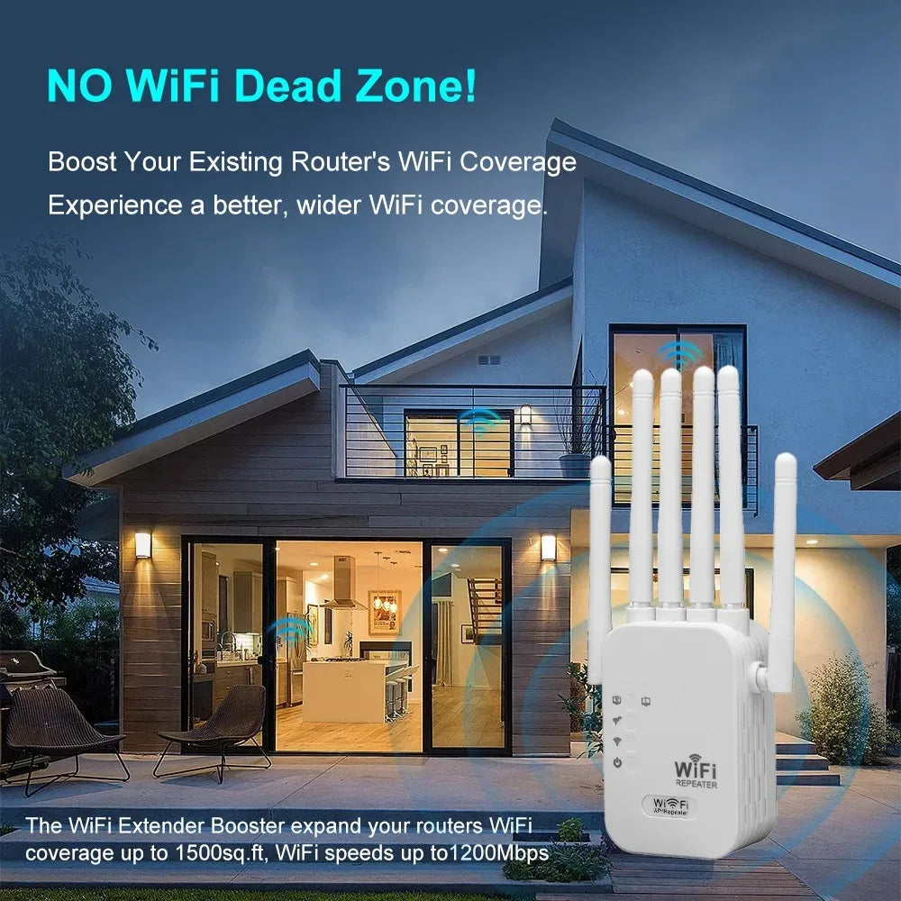 Moktan Sabai 1200Mbps Dual Band WiFi Extender Signal Booster Repeater 2.4G 5G