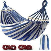 Moktan Sabai Double Canvas Hammock with Wooden Spreader Bars Anti-Roll Portable 220×150cm