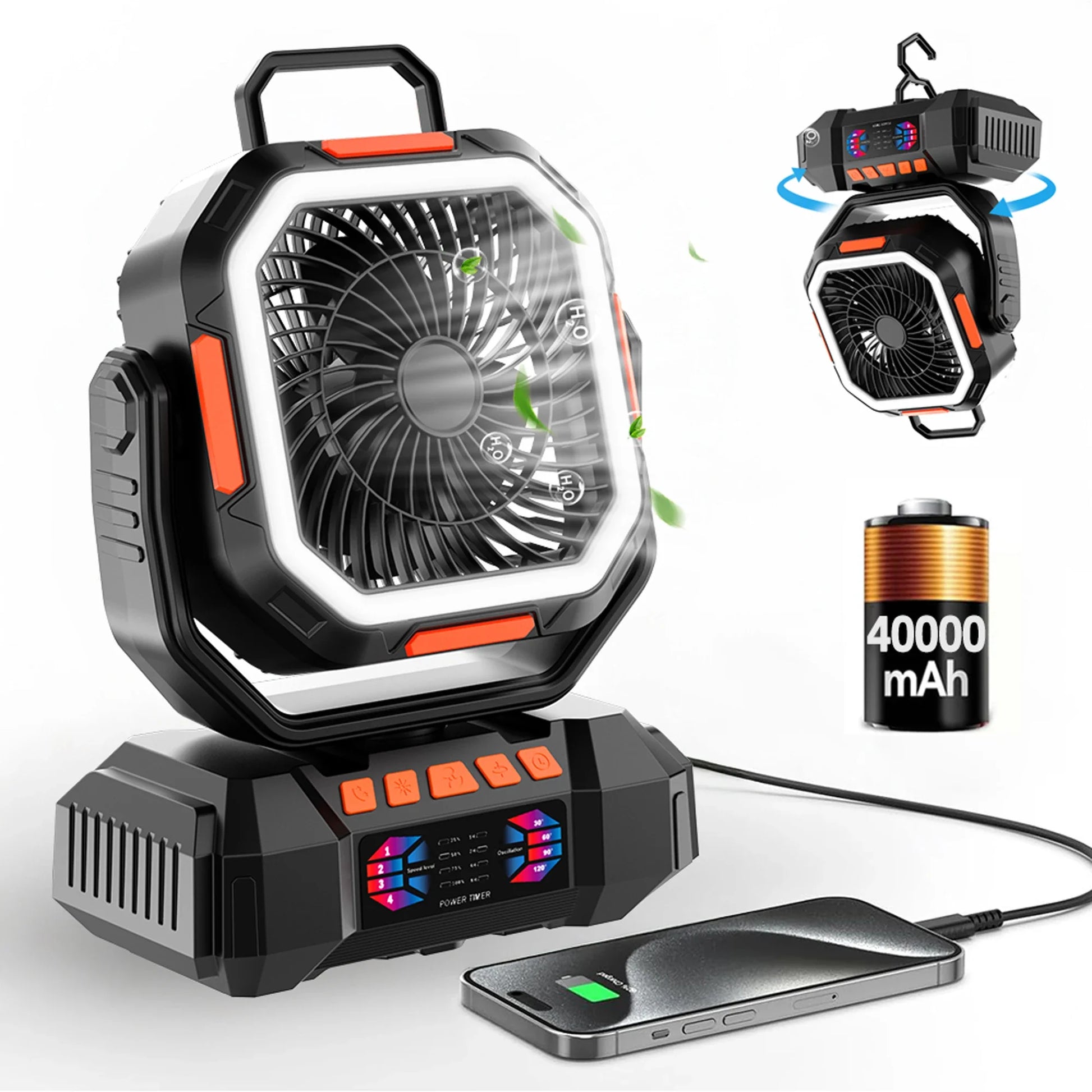 Moktan Sabai Outdoor Companion | Rechargeable Camping Fan with LED Light & Power Bank | Portable Battery Fan for Ultimate Outdoor Comfort