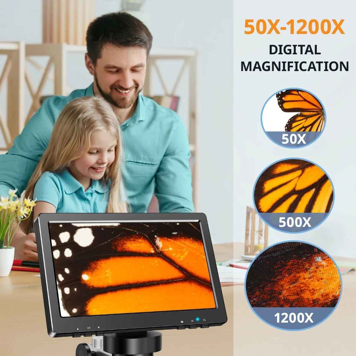 Moktan Sabai 7 Inch Digital Microscope 1200X Coin Repair Camera with LED PC View