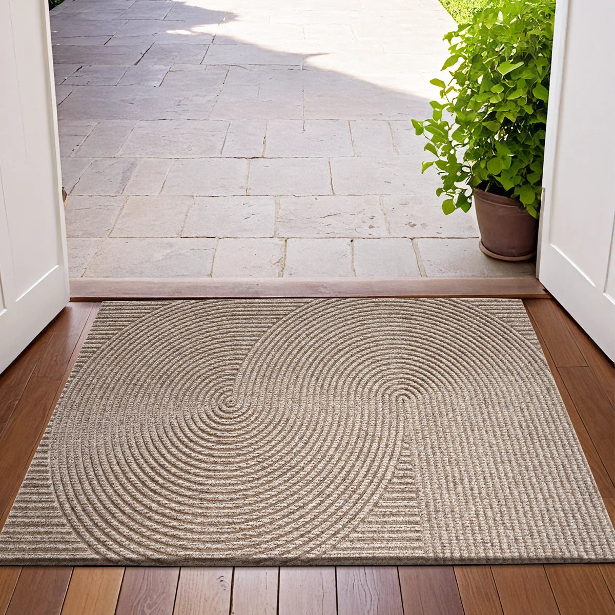 Moktan Sabai 3D Groove Non-Slip Doormat Khaki
