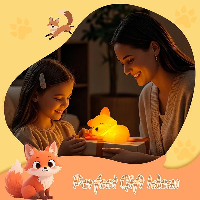 Moktan Sabai FoxyGlow | Squishy LED Fox Night Light with USB Rechargeable Nursery Decor