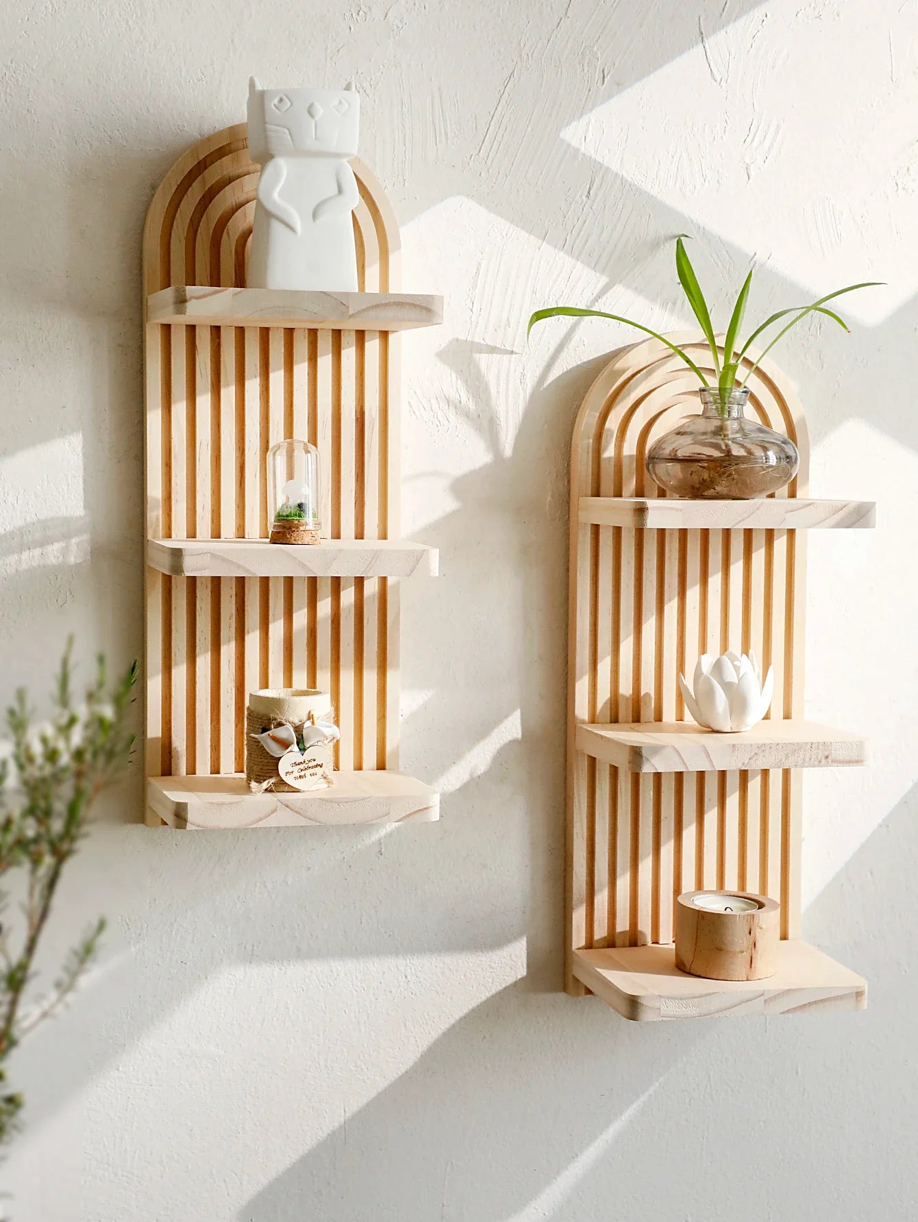Moktan Sabai Boho Arch Wall Shelf | 3 Tier Floating Storage Shelf