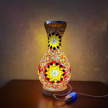 Turkish Mosaic Table Lamp Hand Inlaid Glass Mediterranean Bedroom Living Room Decor