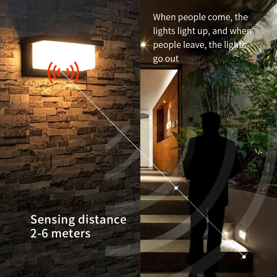 Moktan Sabai LED Outdoor Wall Light – IP66 Waterproof Motion Sensor Lamp for Porch & Garden