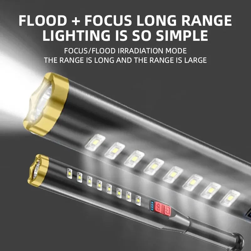 Moktan Sabai USB Rechargeable Telescopic LED Flashlight with COB Light for Outdoor Use