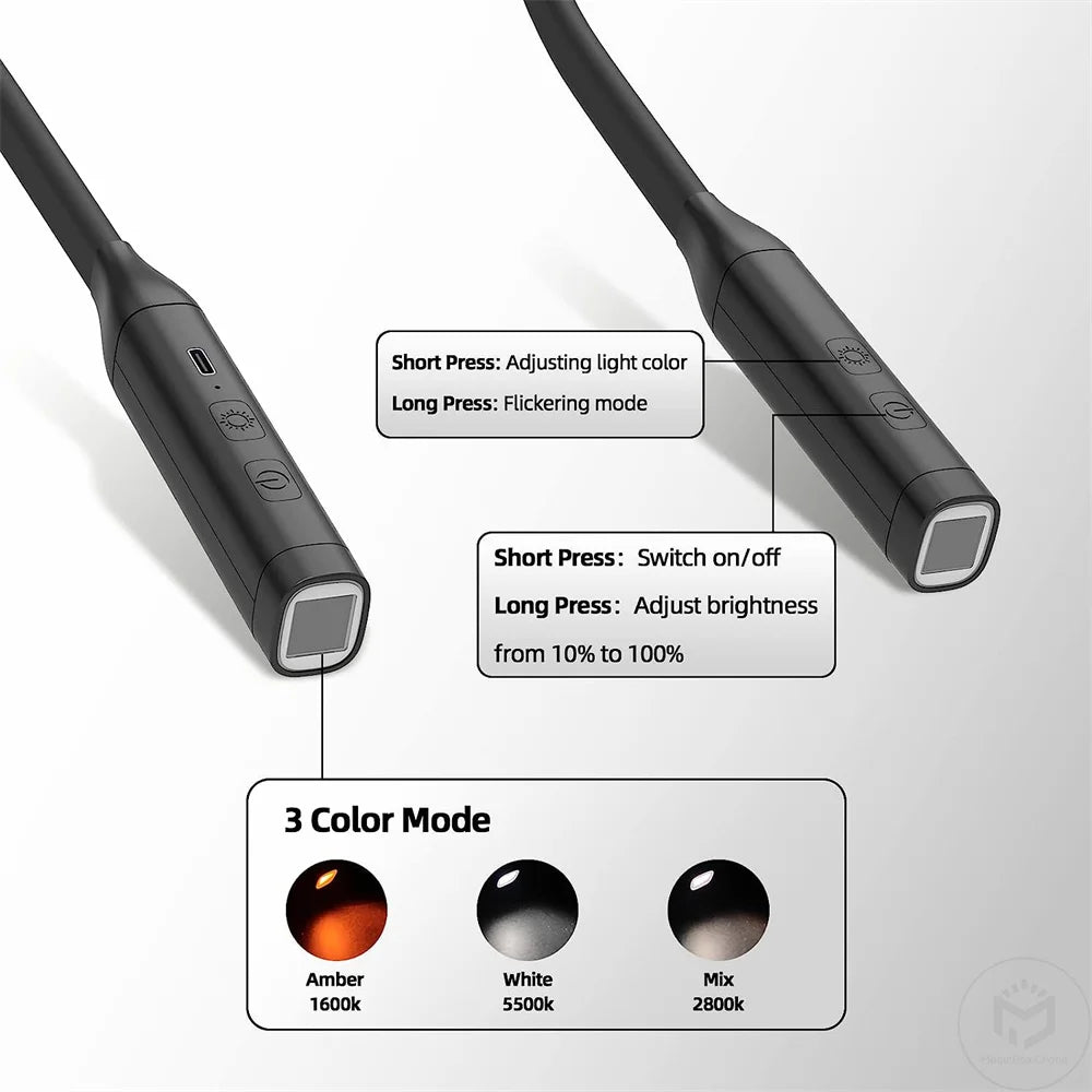 Moktan Sabai LED Rechargeable Neck Reading Light 3 Color Stepless Dimming Book Light