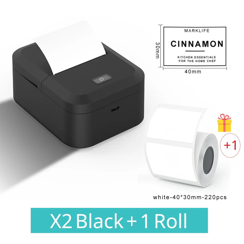 Moktan Sabai Bluetooth Thermal Label Printer Inkless Mini Sticker Maker for DIY & Gifts X2 4030 1Roll