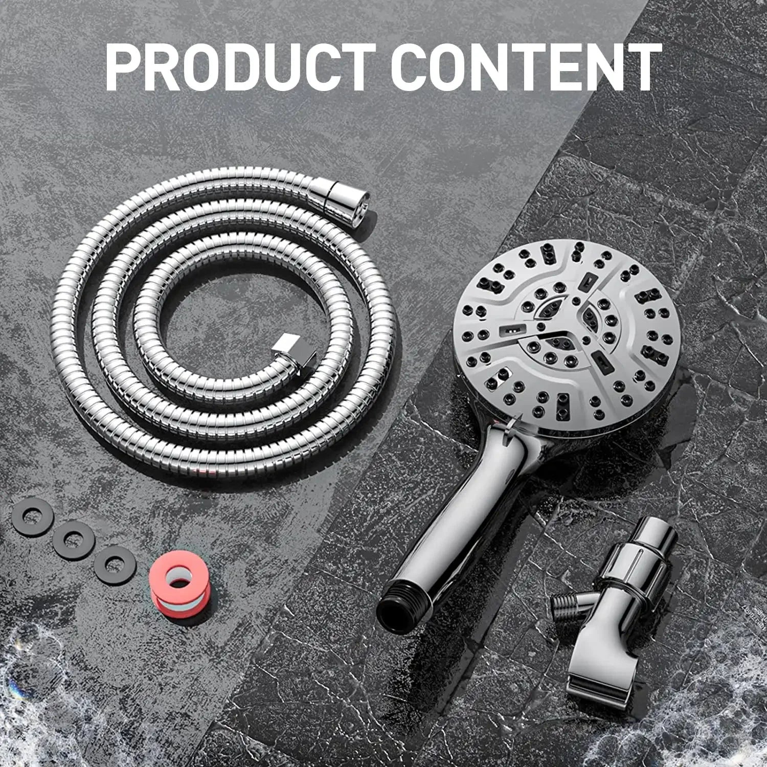 Moktan Sabai High Pressure Shower Head with Handheld & 10 Spray Modes, Stainless Steel Hose