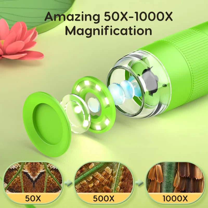 Moktan Sabai Kids Digital Microscope 1000X Handheld Microscope with LED Lights USB