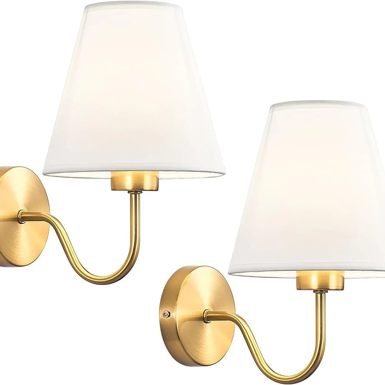 Moktan Sabai Modern Fabric Wall Lamp – Retro E27 Bedside Sconce Light for Bedroom & Living Room 2 pieces Gold
