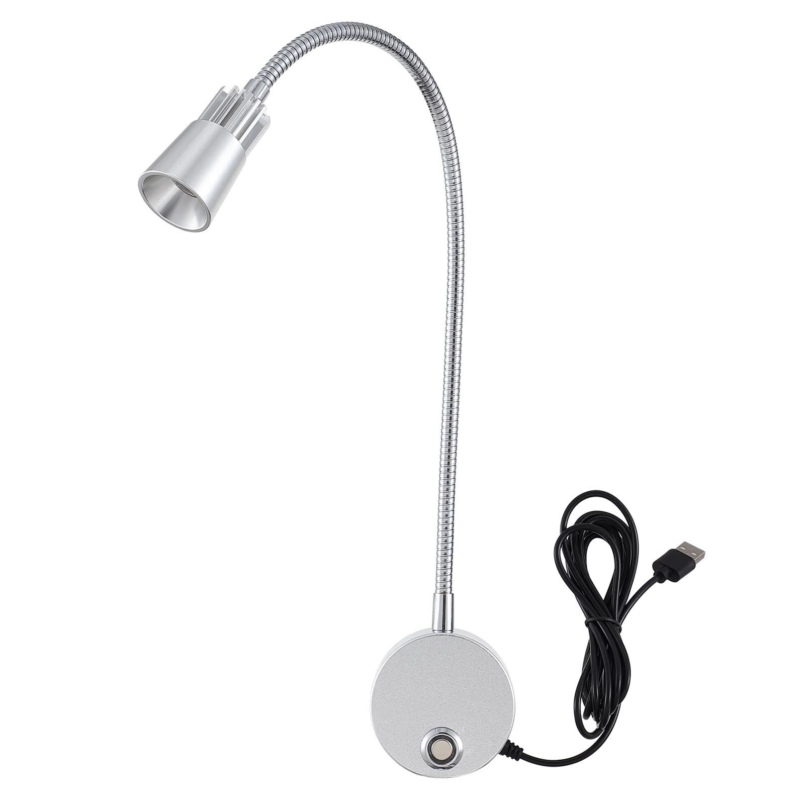 Moktan Sabai USB Wall Reading Lamp Dimmable Gooseneck Bedside Light 3CCT CRI98 Silver 6000K