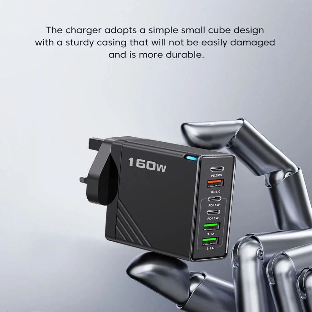 Moktan Sabai 160W Multi-Port USB Charger – Fast Charging Type-C Wall Adapter for iPhone & Android
