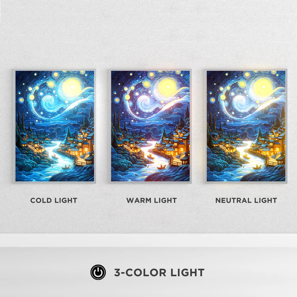 Moktan Sabai Starry Night LED Art Lamp 3D Night Light Van Gogh Style Aesthetic Room Decor
