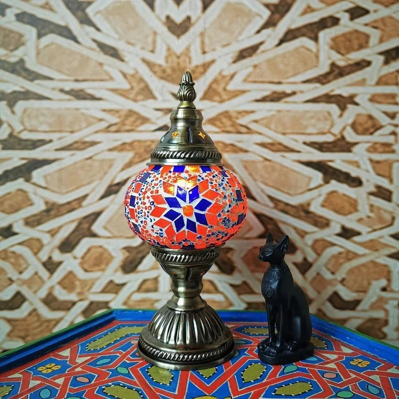 Moktan Sabai Turkish Stained Glass Table Lamp Mosaic Retro Bedside Cafe Decor Light