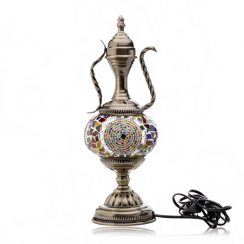 Moktan Sabai Turkish Mosaic Table Lamp Handcrafted Glass Vintage Mediterranean Romantic Bedside Light C