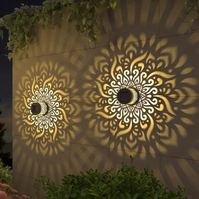 Moktan Sabai Solar Wall Light Hollow Outdoor LED Lamp Front Door Courtyard Holiday Decor