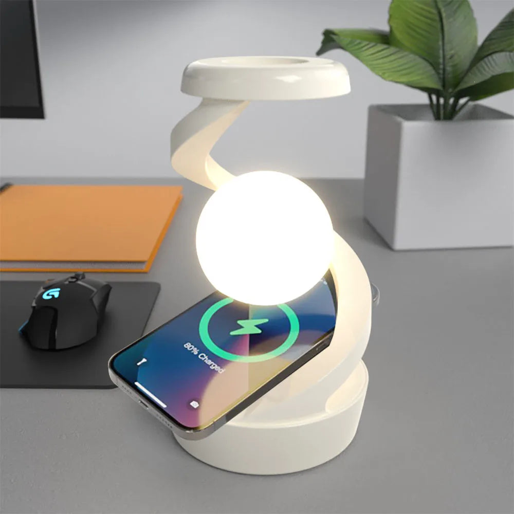 Magnetic Floating Table Lamp with 15W Wireless Charger RGB LED Night Light