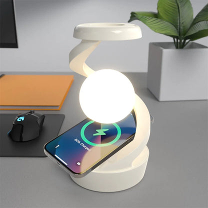 Magnetic Floating Table Lamp with 15W Wireless Charger RGB LED Night Light