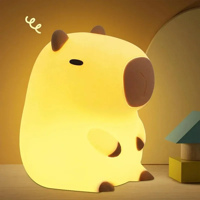 Moktan Sabai Cute Capybara Night Light Silicone LED Bedside Lamp Cartoon Sleep Decor Gift