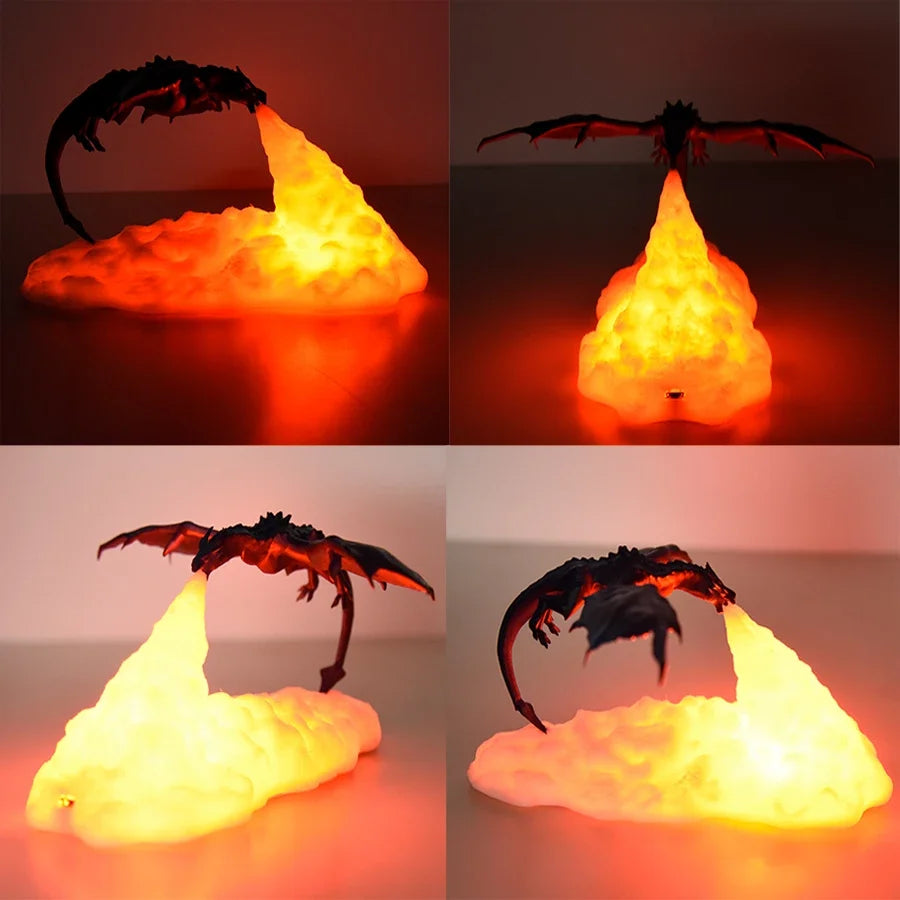 Moktan Sabai 3D Printed Dragon LED Night Light USB Rechargeable Fire Glow Lamp for Kids Bedroom