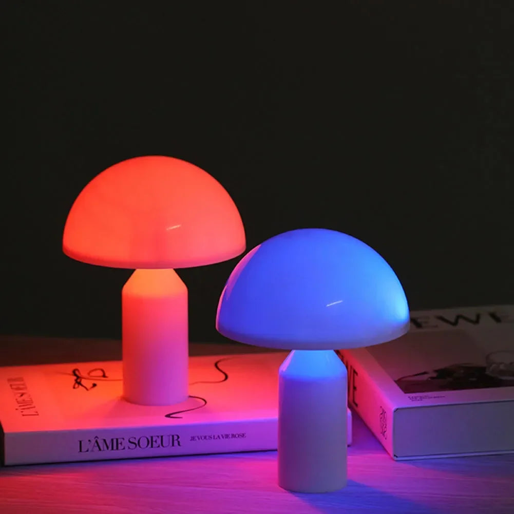 Moktan Sabai Mushroom LED Table Lamp with Touch Dimming | Rechargeable Bedside Night Light
