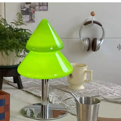 Glass Christmas Tree Table Lamp for Holiday Decor Bedroom Living Room Night Light