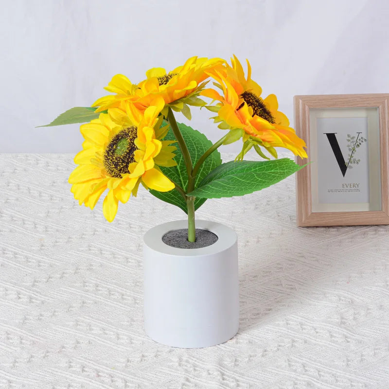 Moktan Sabai Sunflower LED Night Light USB Rechargeable Bedside Table Lamp Kids Room Decor C