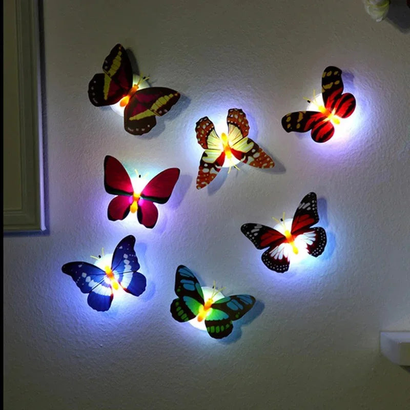 Moktan Sabai Colorful LED Butterfly Wall Night Light Stickable Glowing Decorative Home Lamp