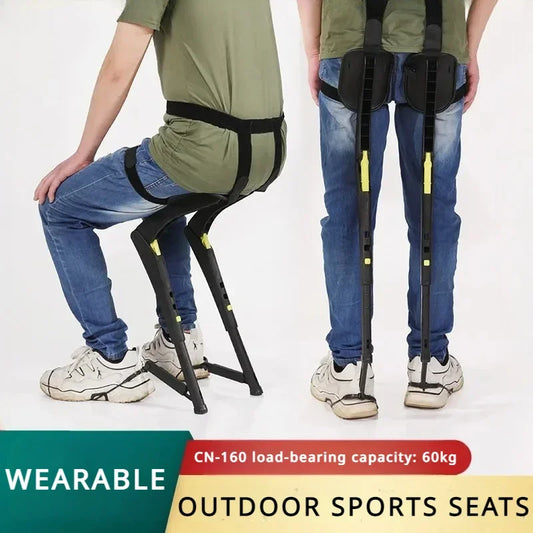 Wearable Exoskeleton Folding Chair Portable Outdoor Travel Seat Lightweight Stool