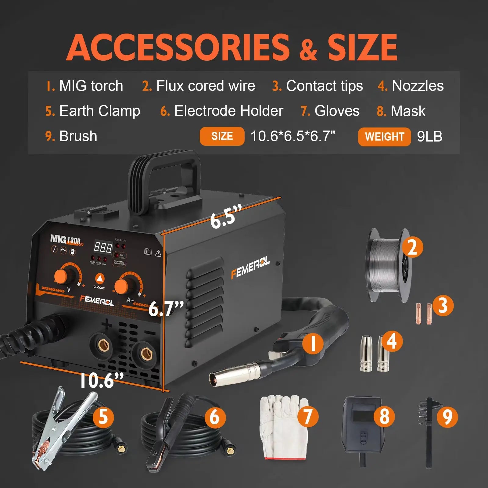 Moktan Sabai 2-in-1 MIG Welder 130A Gasless Flux Core ARC IGBT Welding Machine for Home DIY
