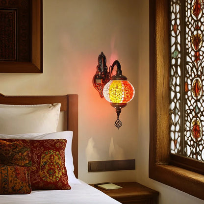 Vintage Bohemian Mosaic Glass Wall Lamp Indoor Lighting for Bedroom, Hall & Bar