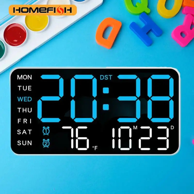 Moktan Sabai Giant Digital Wall Clock with Temperature Date Time Smart Home LED Display