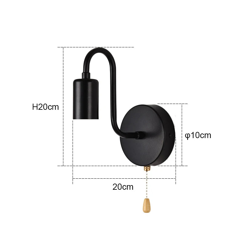 Moktan Sabai Industrial Black Wall Sconce – Nordic E27 Iron Lamp for Bedroom & Bathroom Decor E27 without bulb