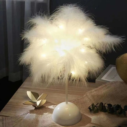 LED Feather Lamp Bedroom Night Light Decorative Table Lamp Party Birthday Gift