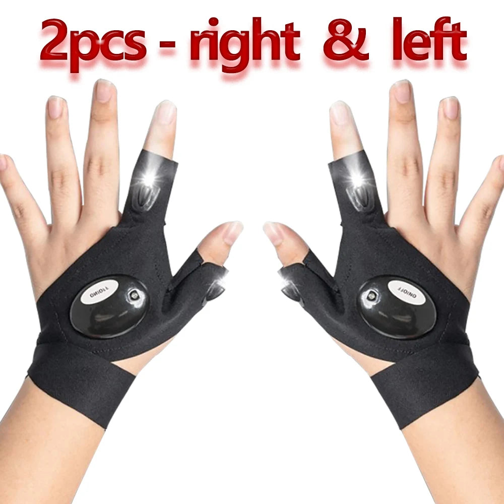 Moktan Sabai LED Flashlight Running Gloves – Waterproof Fingerless Gloves for Cycling & Hiking