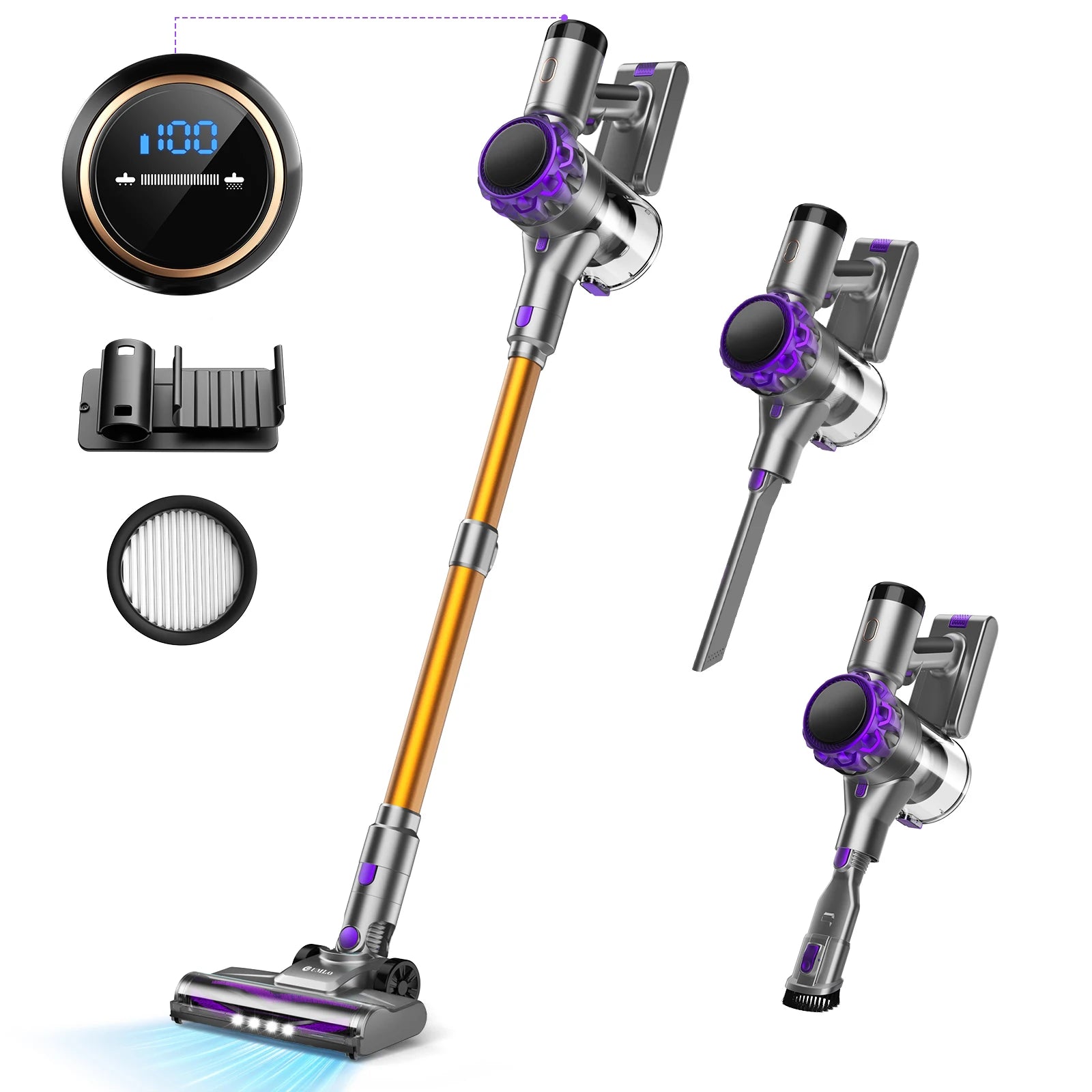 Moktan Sabai Cordless Vacuum Cleaner 30KPa Powerful Suction 55 Min Runtime Pet Hair PURPLE United States US