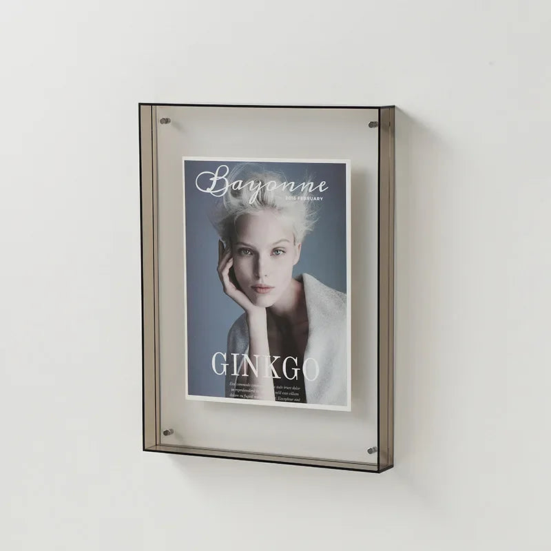 Moktan Sabai Acrylic Floating Frame | Transparent Photo Display Grey 21x30cm