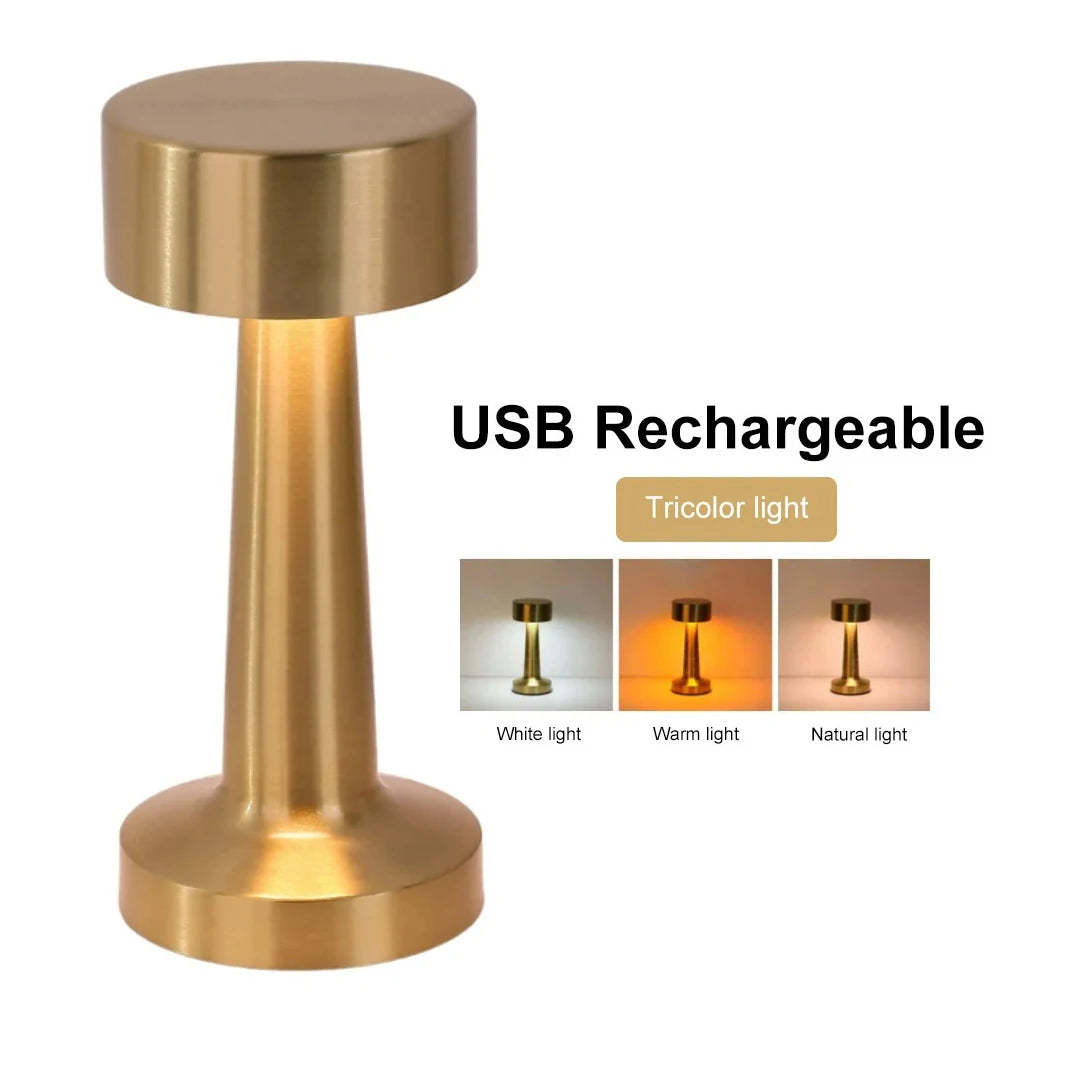 Moktan Sabai Rechargeable LED Touch Table Lamp USB Desk Light for Bedroom Bar Mood Lighting Gold